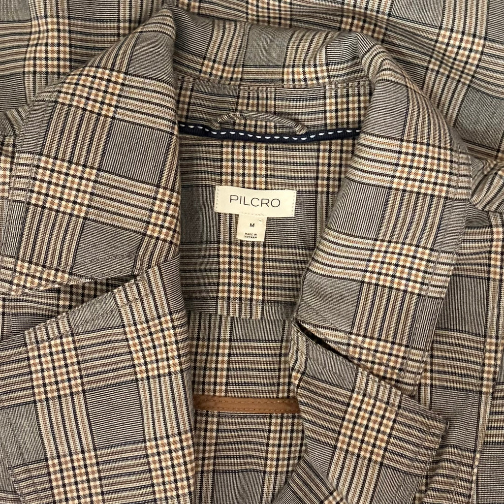 Anthropologie PILCRO Belted Blazer Dress Plaid Glen Check Brown Pockets Medium