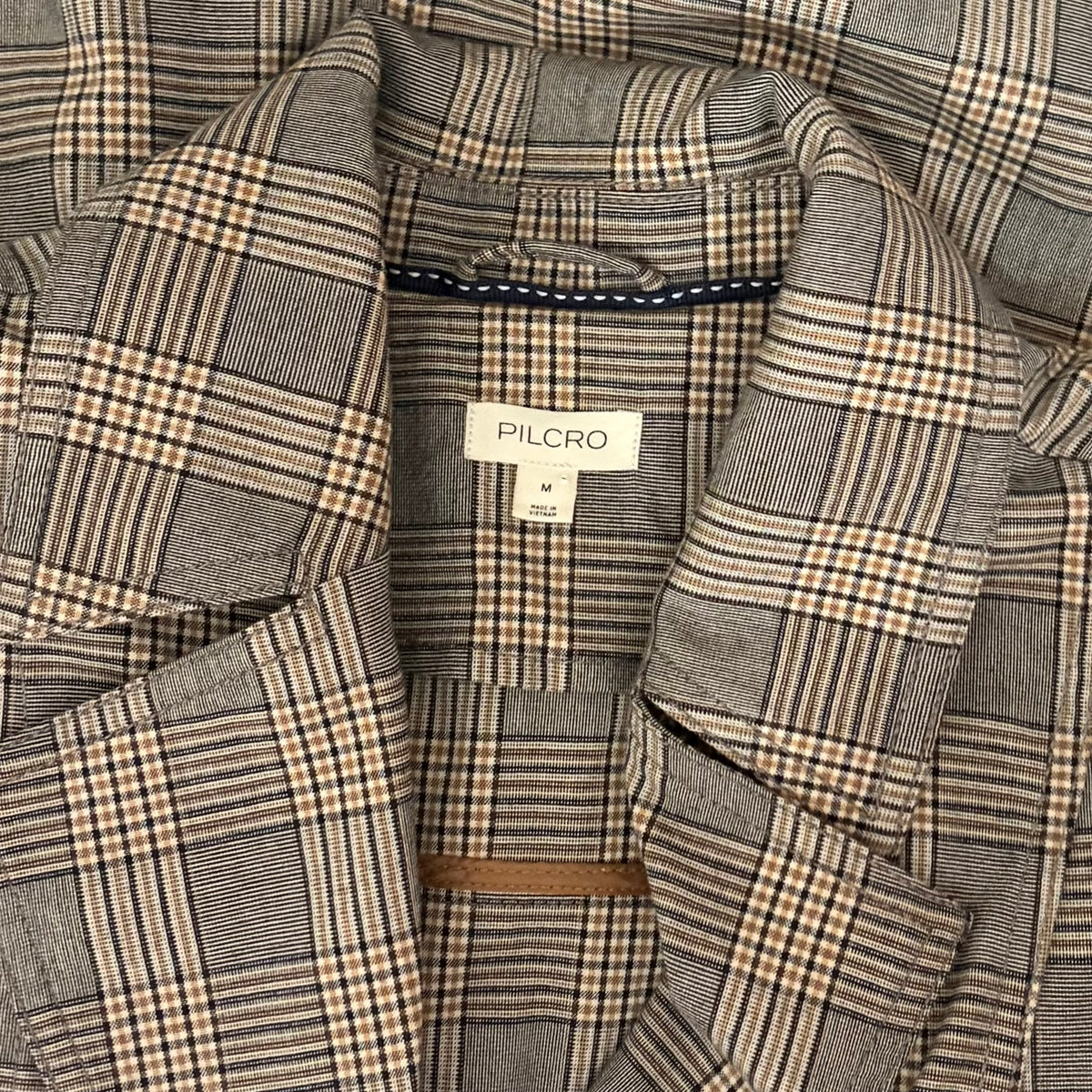 Anthropologie PILCRO Belted Blazer Dress Plaid Glen Check Brown Pockets Medium
