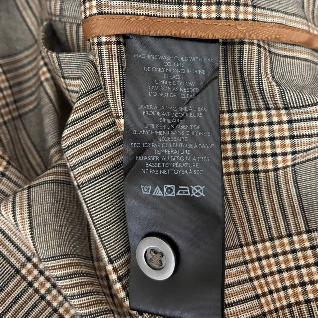 Anthropologie PILCRO Belted Blazer Dress Plaid Glen Check Brown Pockets Medium