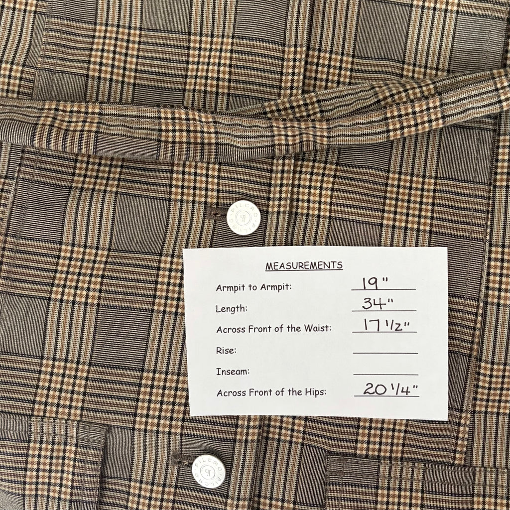 Anthropologie PILCRO Belted Blazer Dress Plaid Glen Check Brown Pockets Medium