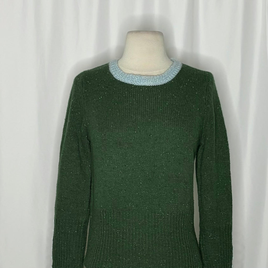 Anthropologie SLEEPING ON SNOW Green Cashmere Wool Button Sweater Knit Small