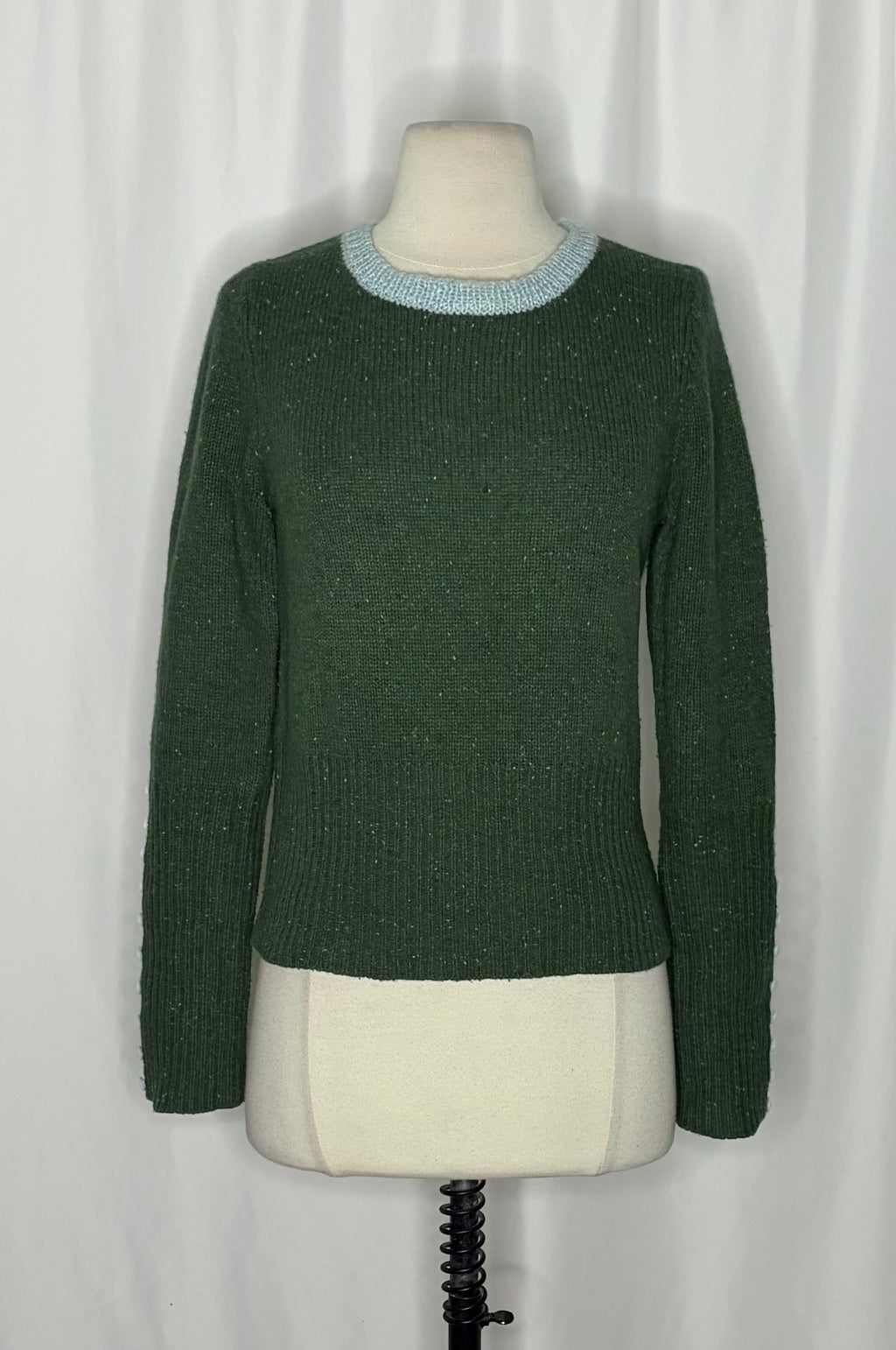 Anthropologie SLEEPING ON SNOW Green Cashmere Wool Button Sweater Knit Small