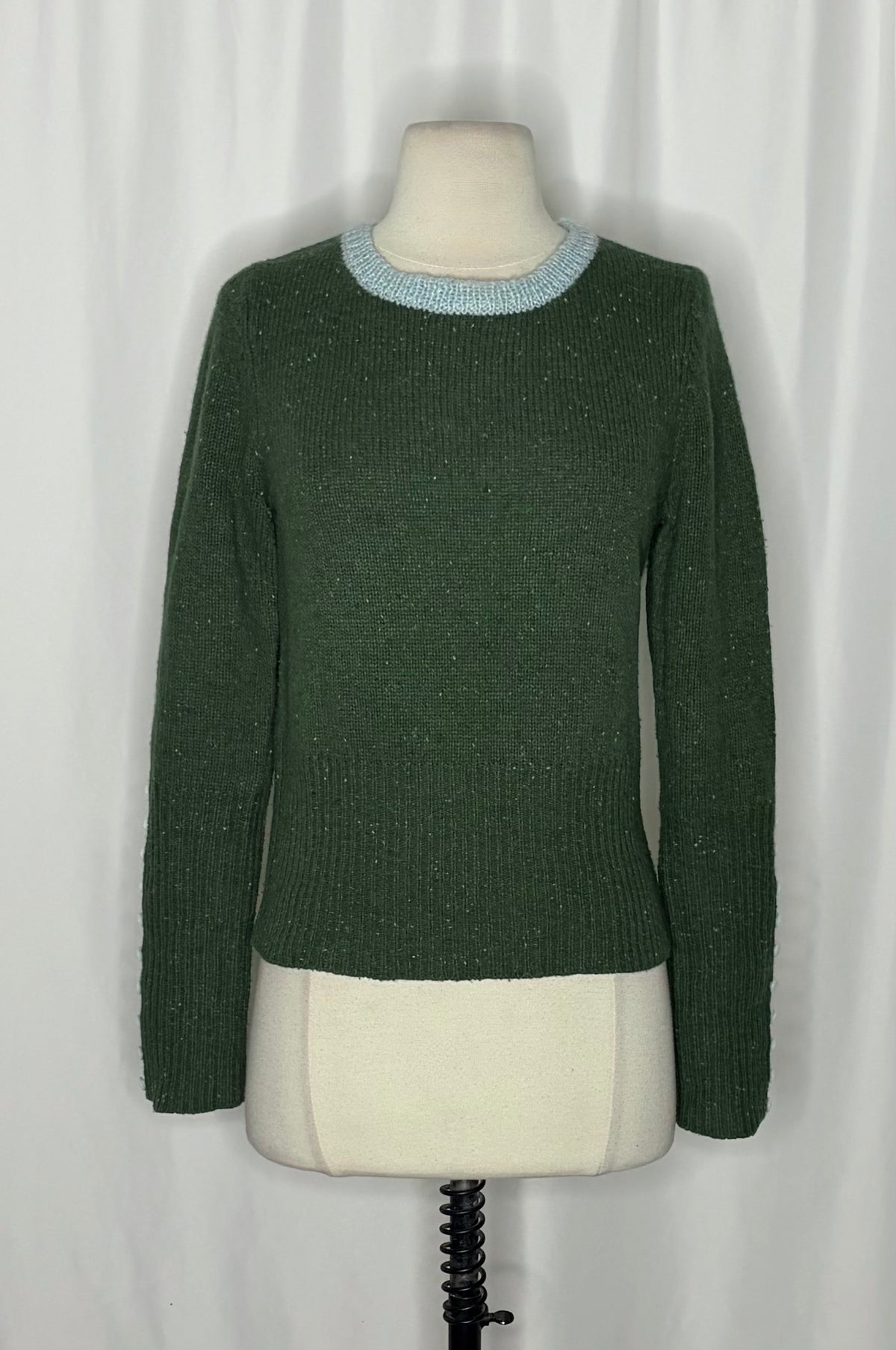 Anthropologie SLEEPING ON SNOW Green Cashmere Wool Button Sweater Knit Small