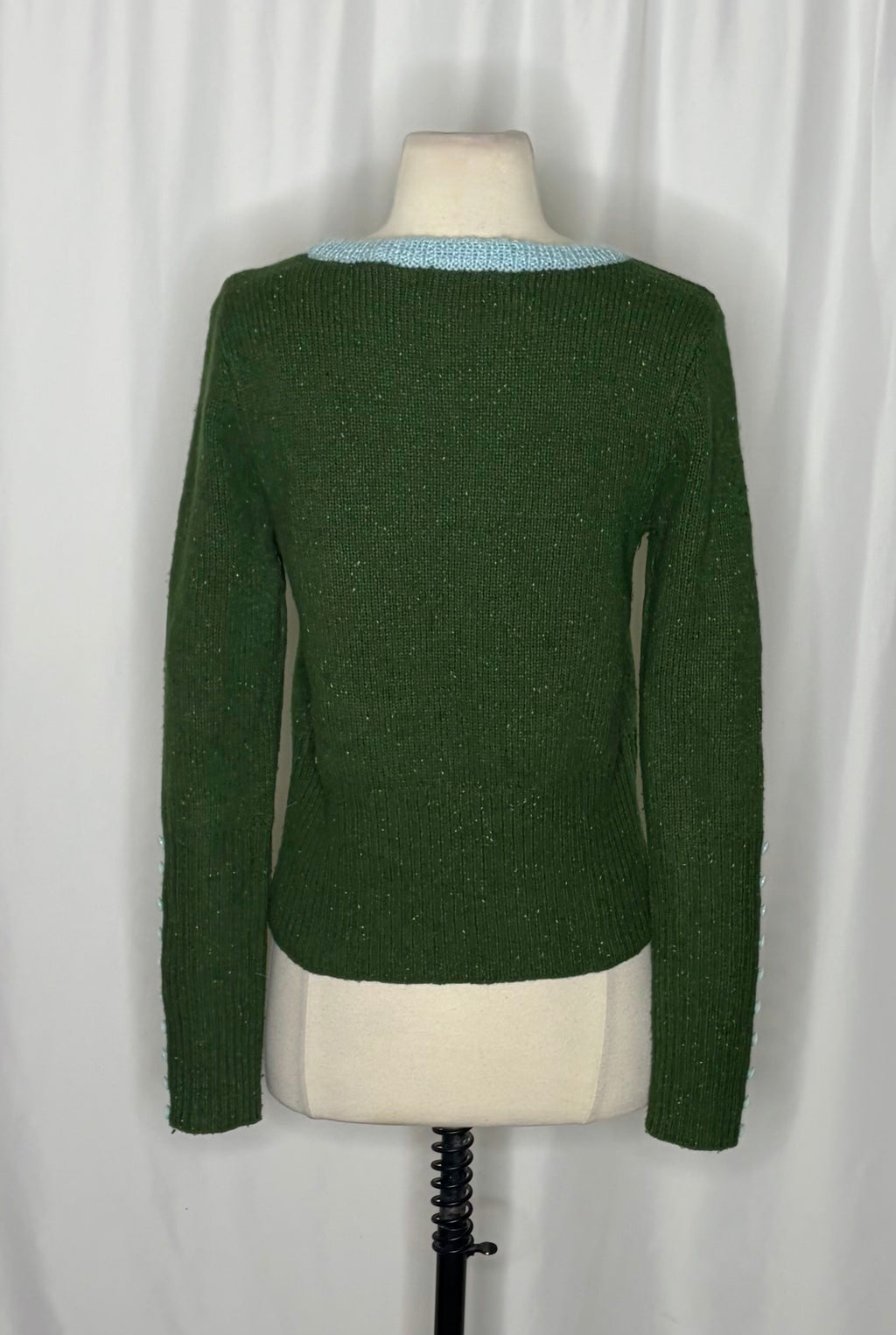 Anthropologie SLEEPING ON SNOW Green Cashmere Wool Button Sweater Knit Small