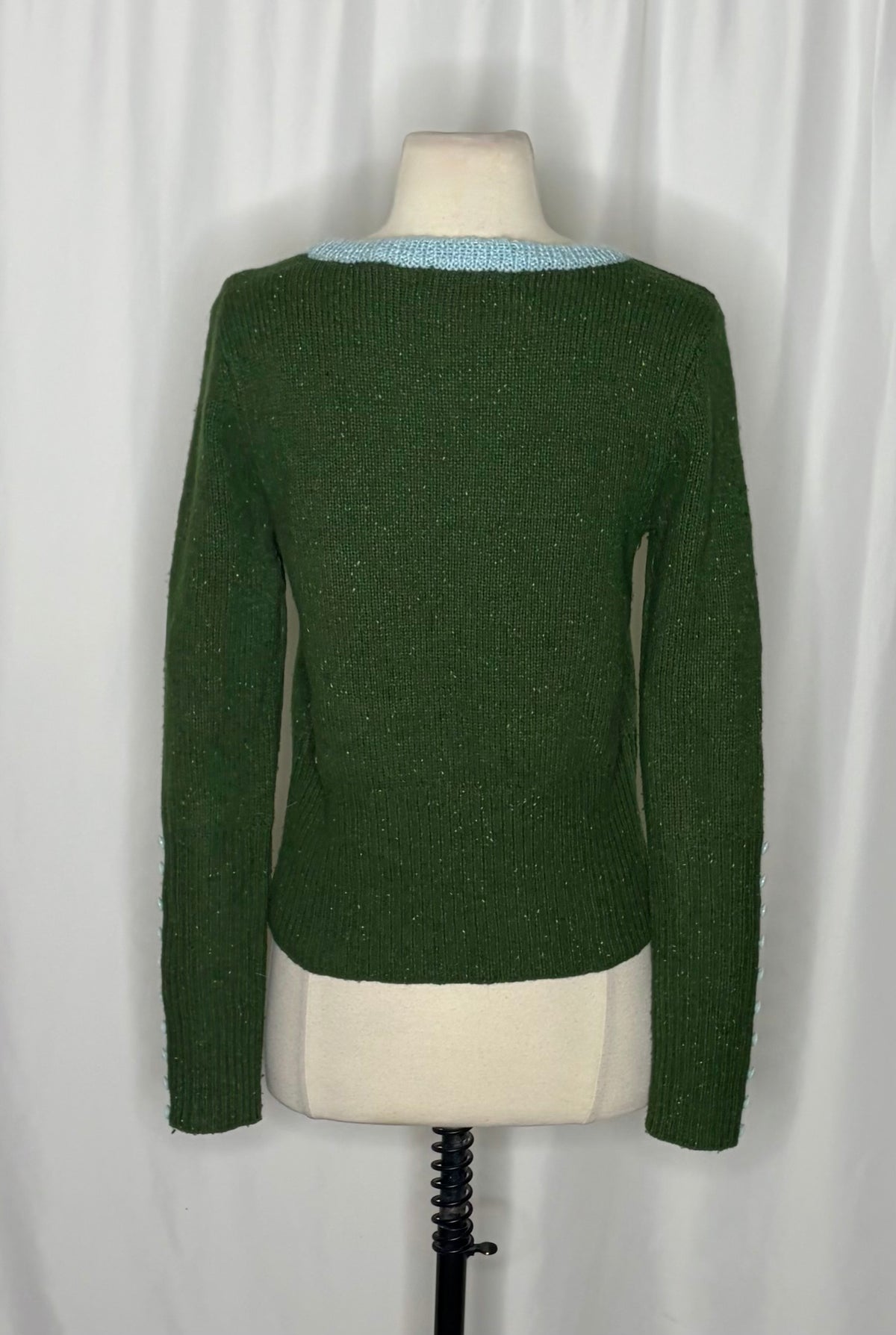 Anthropologie SLEEPING ON SNOW Green Cashmere Wool Button Sweater Knit Small