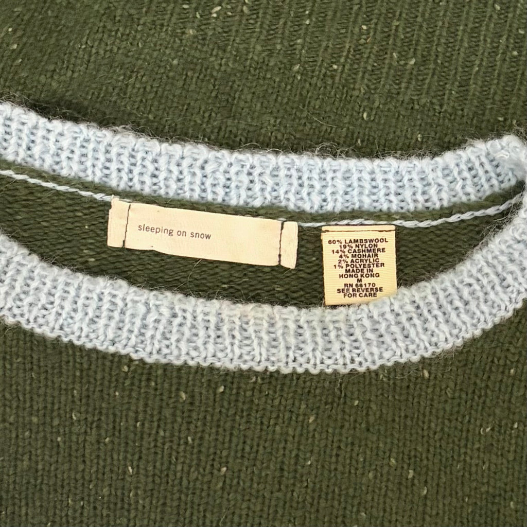 Anthropologie SLEEPING ON SNOW Green Cashmere Wool Button Sweater Knit Small