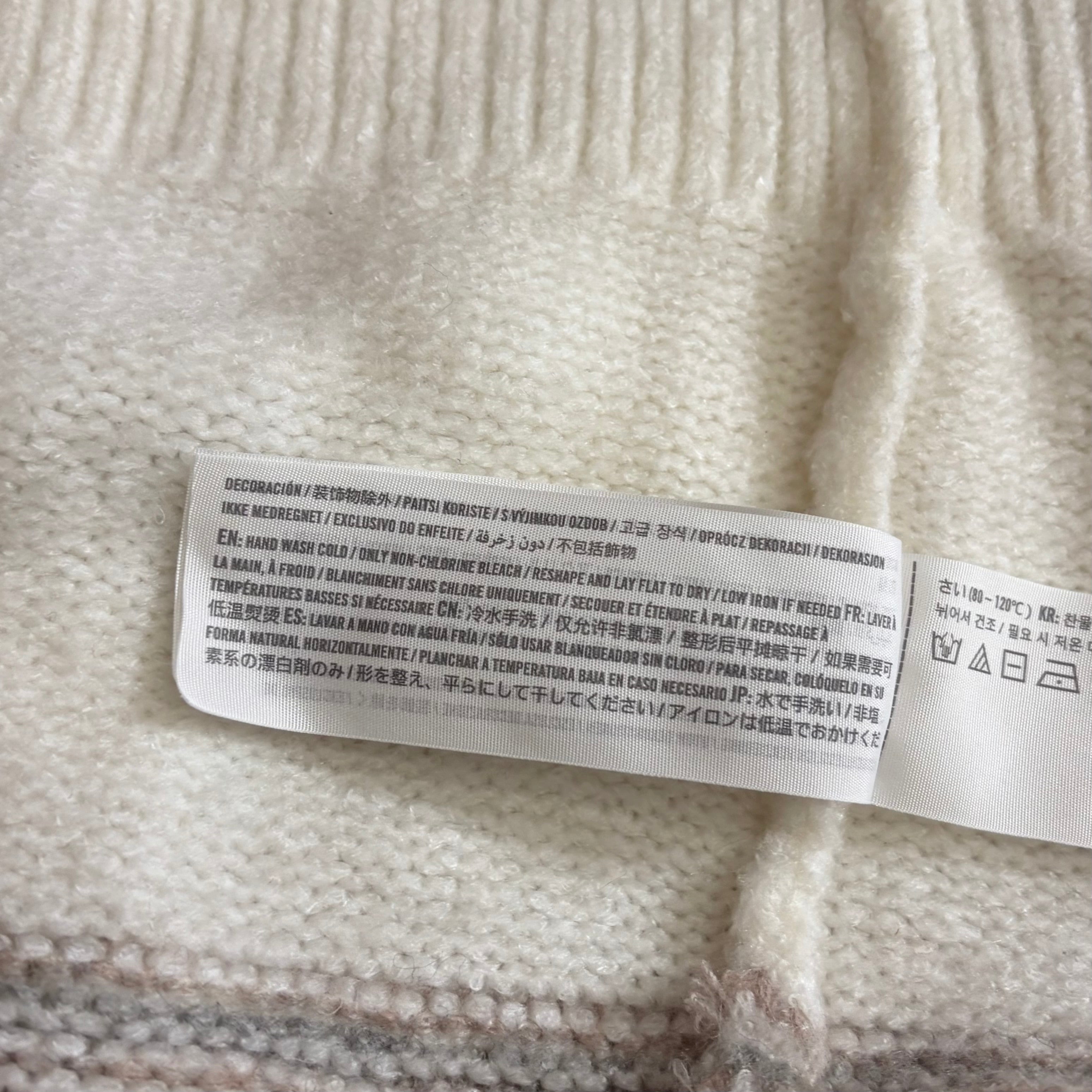 ABERCROMBIE & FITCH Fair Isle Hooded Long Cardigan Sweater Cream Fairisle XS