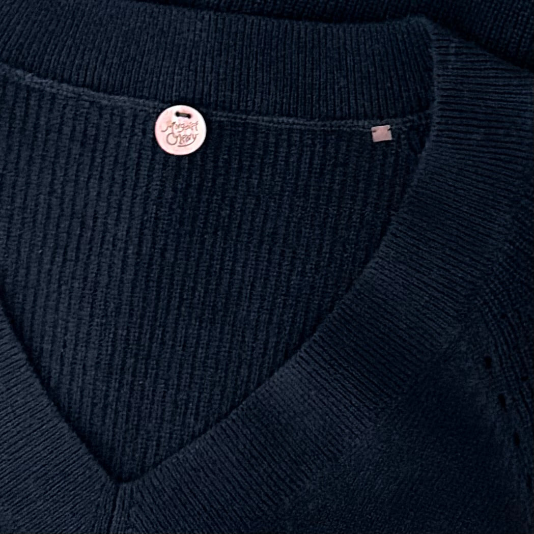 MARGARET O'LEARY 100% Cashmere V-Neck Raglan Sweater Teal Knitwear Solid Small