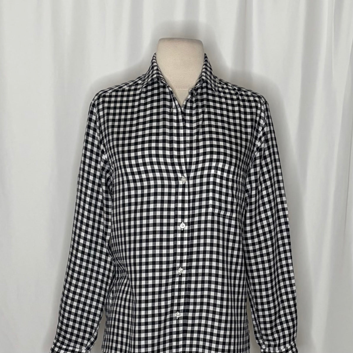 GRAYSON The Hero Black White Gingham Button Front Shirt Blouse Size 02 Small
