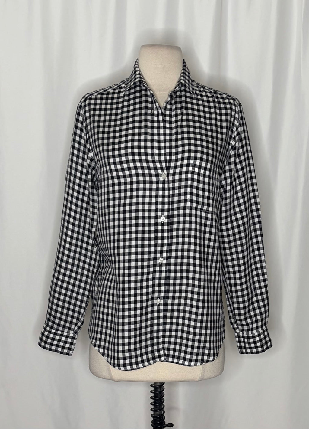 GRAYSON The Hero Black White Gingham Button Front Shirt Blouse Size 02 Small