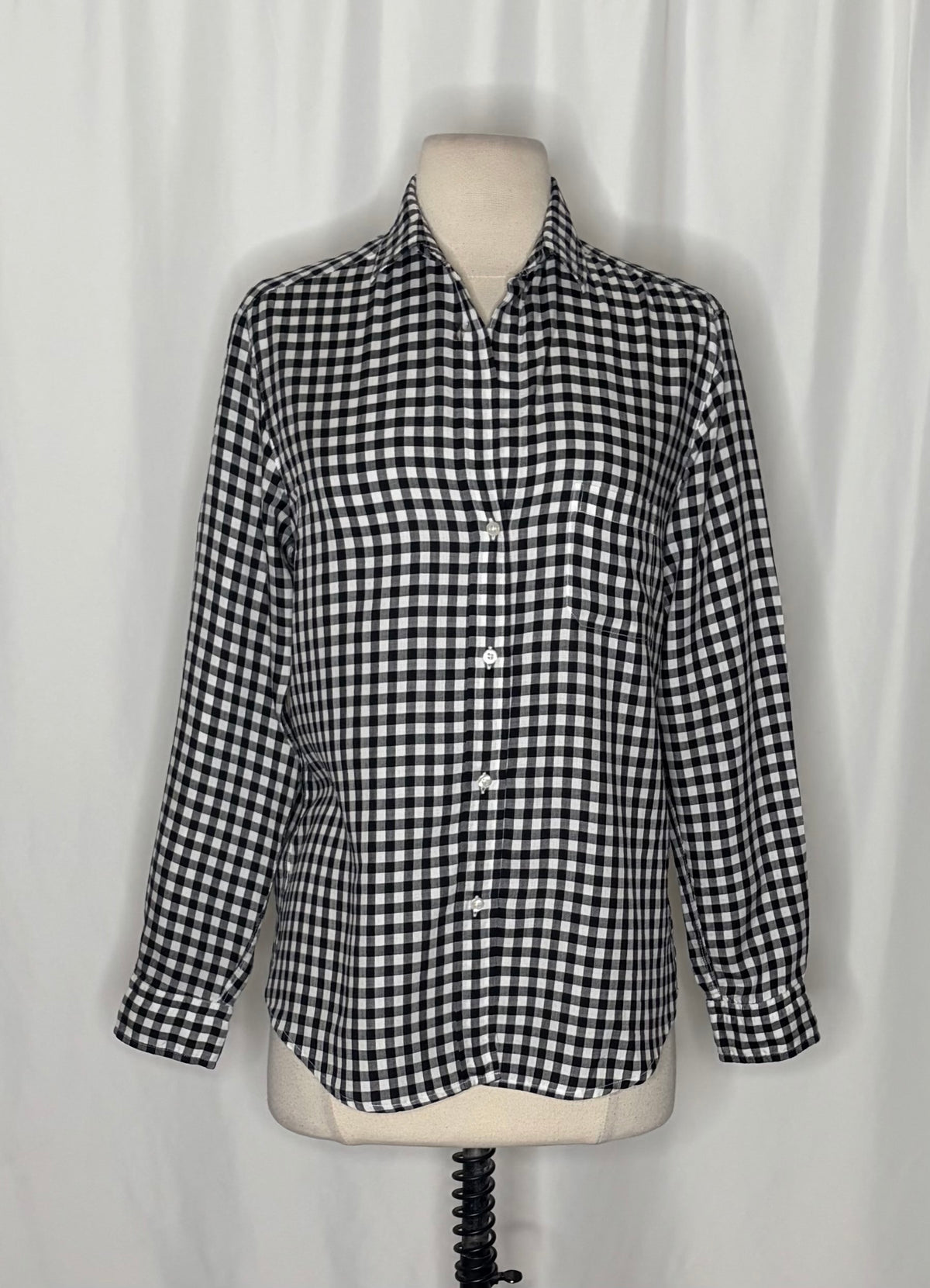 GRAYSON The Hero Black White Gingham Button Front Shirt Blouse Size 02 Small