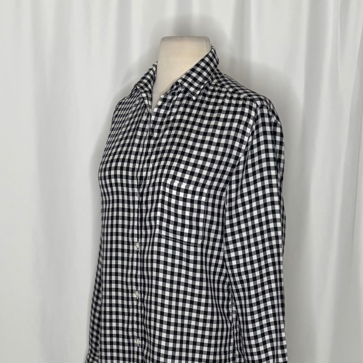 GRAYSON The Hero Black White Gingham Button Front Shirt Blouse Size 02 Small