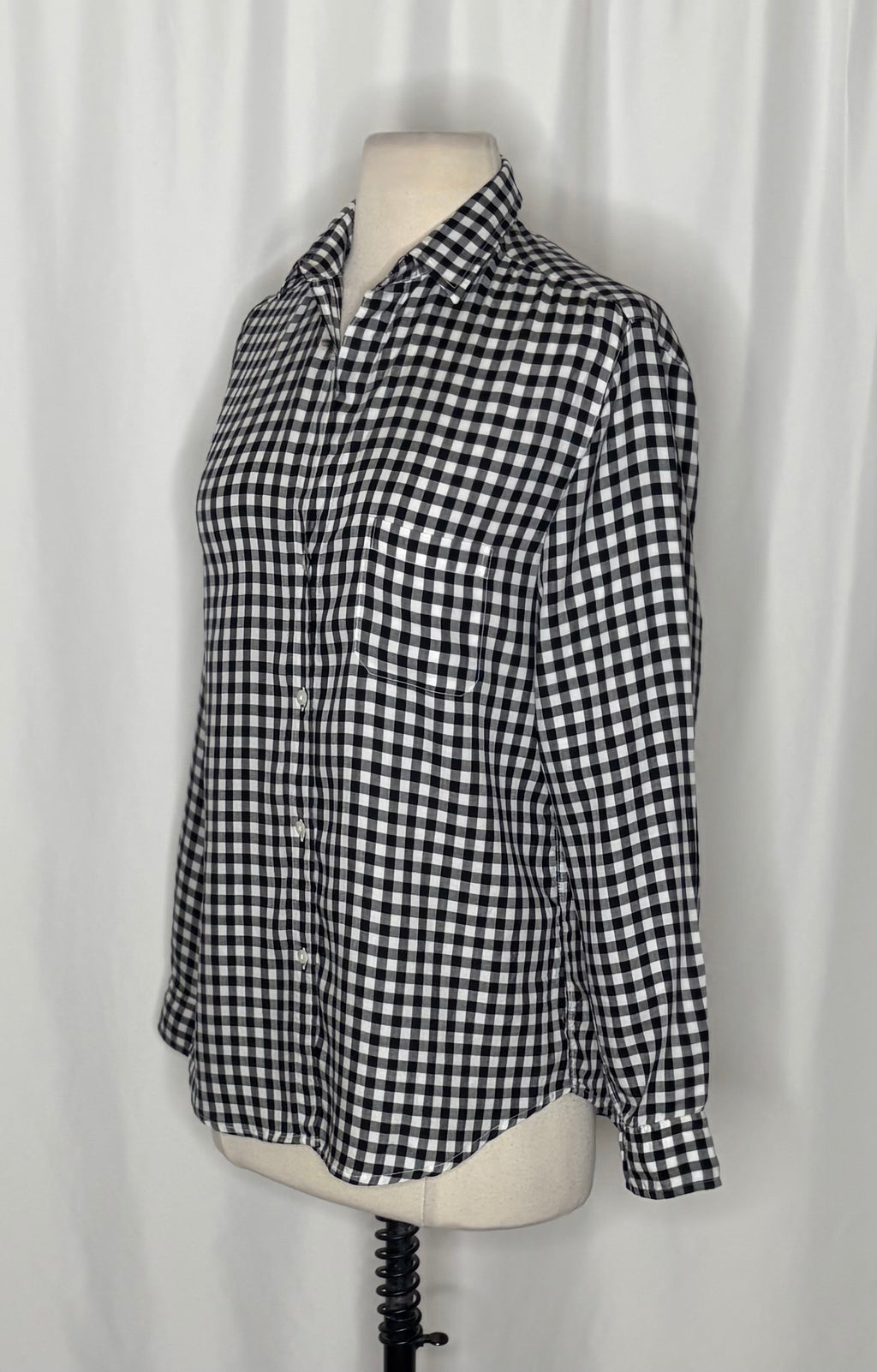 GRAYSON The Hero Black White Gingham Button Front Shirt Blouse Size 02 Small