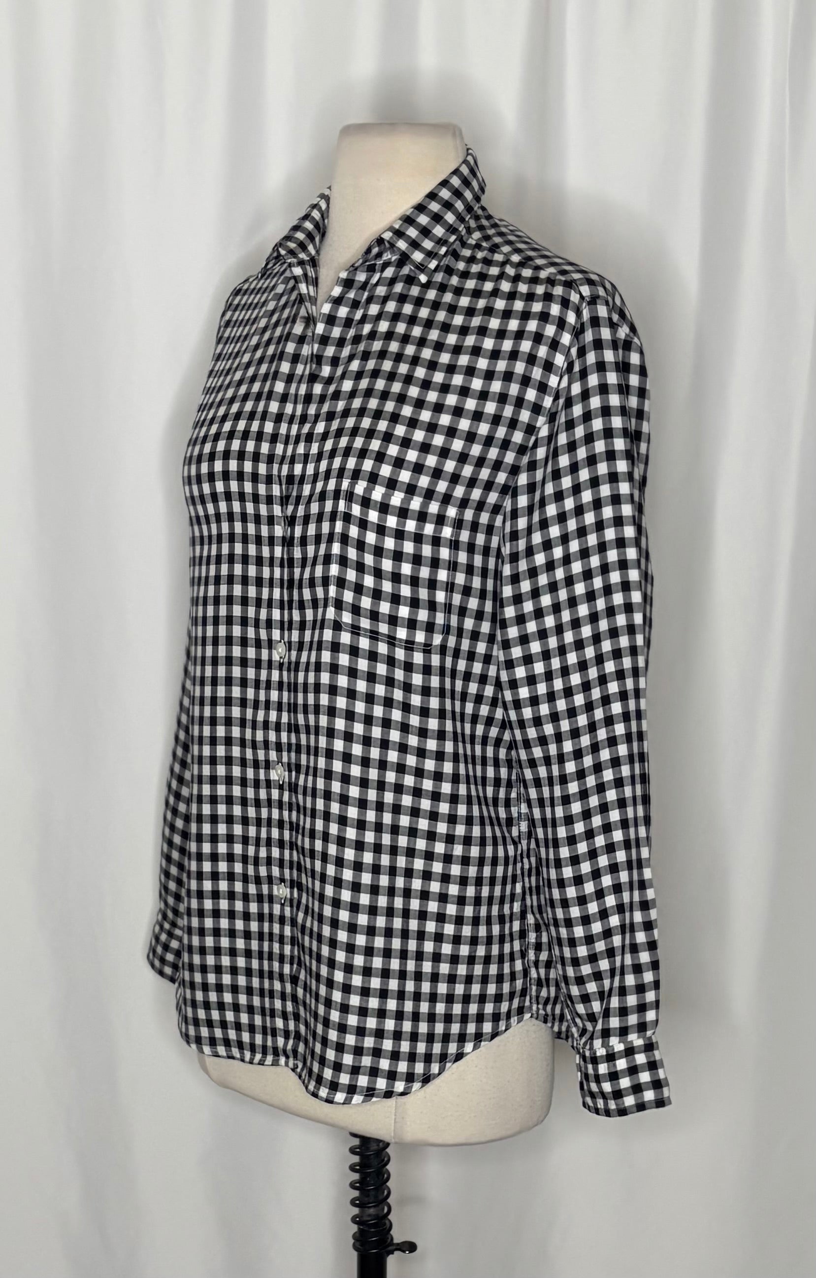 GRAYSON The Hero Black White Gingham Button Front Shirt Blouse Size 02 Small