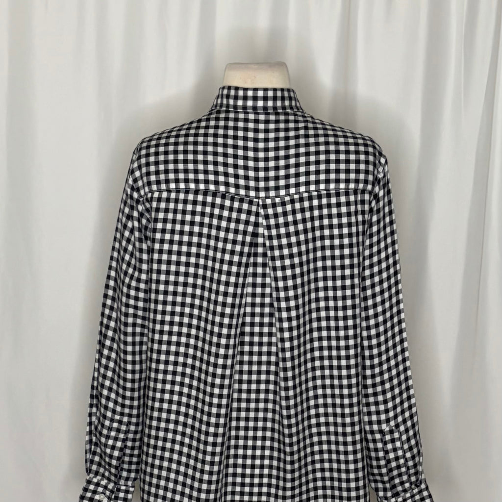 GRAYSON The Hero Black White Gingham Button Front Shirt Blouse Size 02 Small