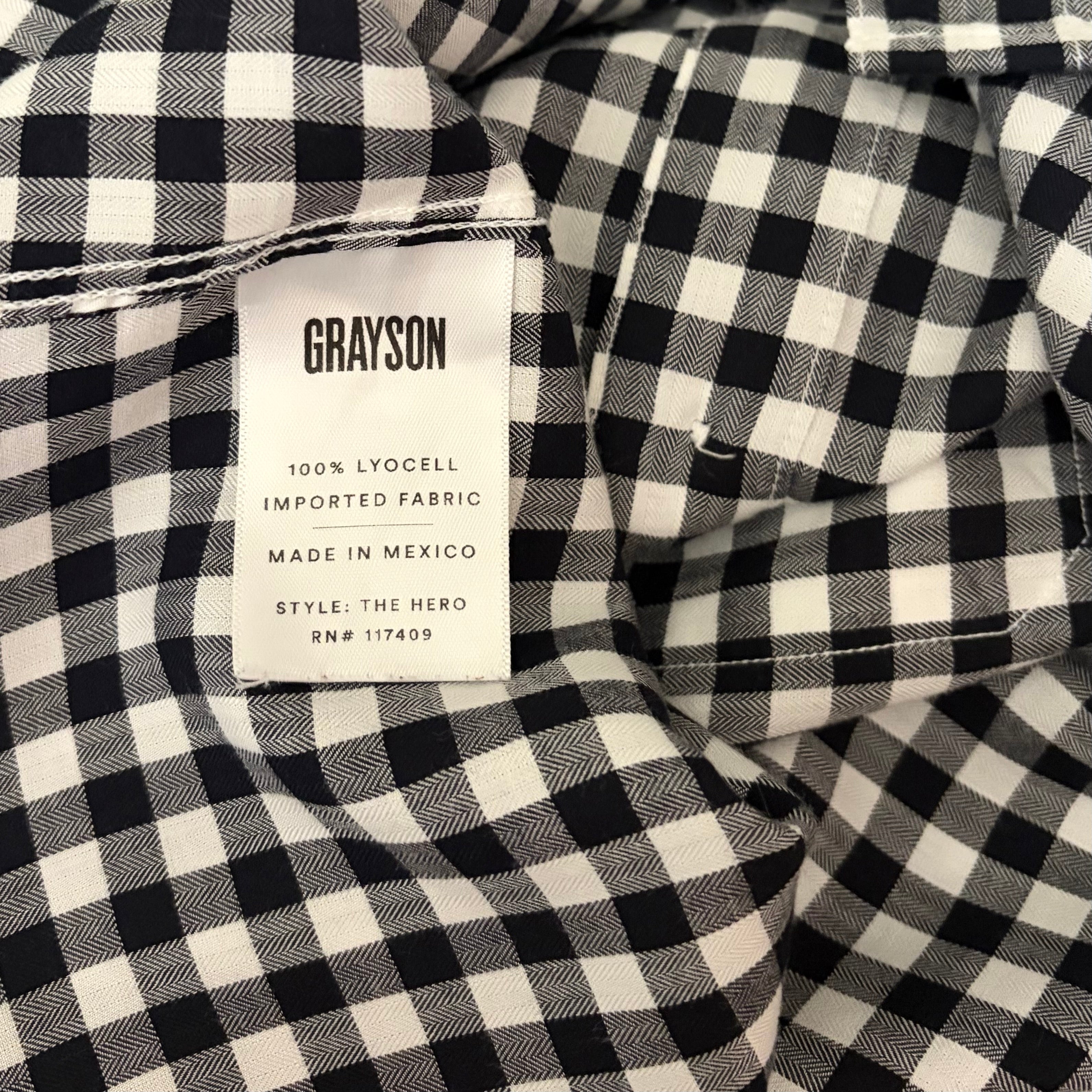 GRAYSON The Hero Black White Gingham Button Front Shirt Blouse Size 02 Small
