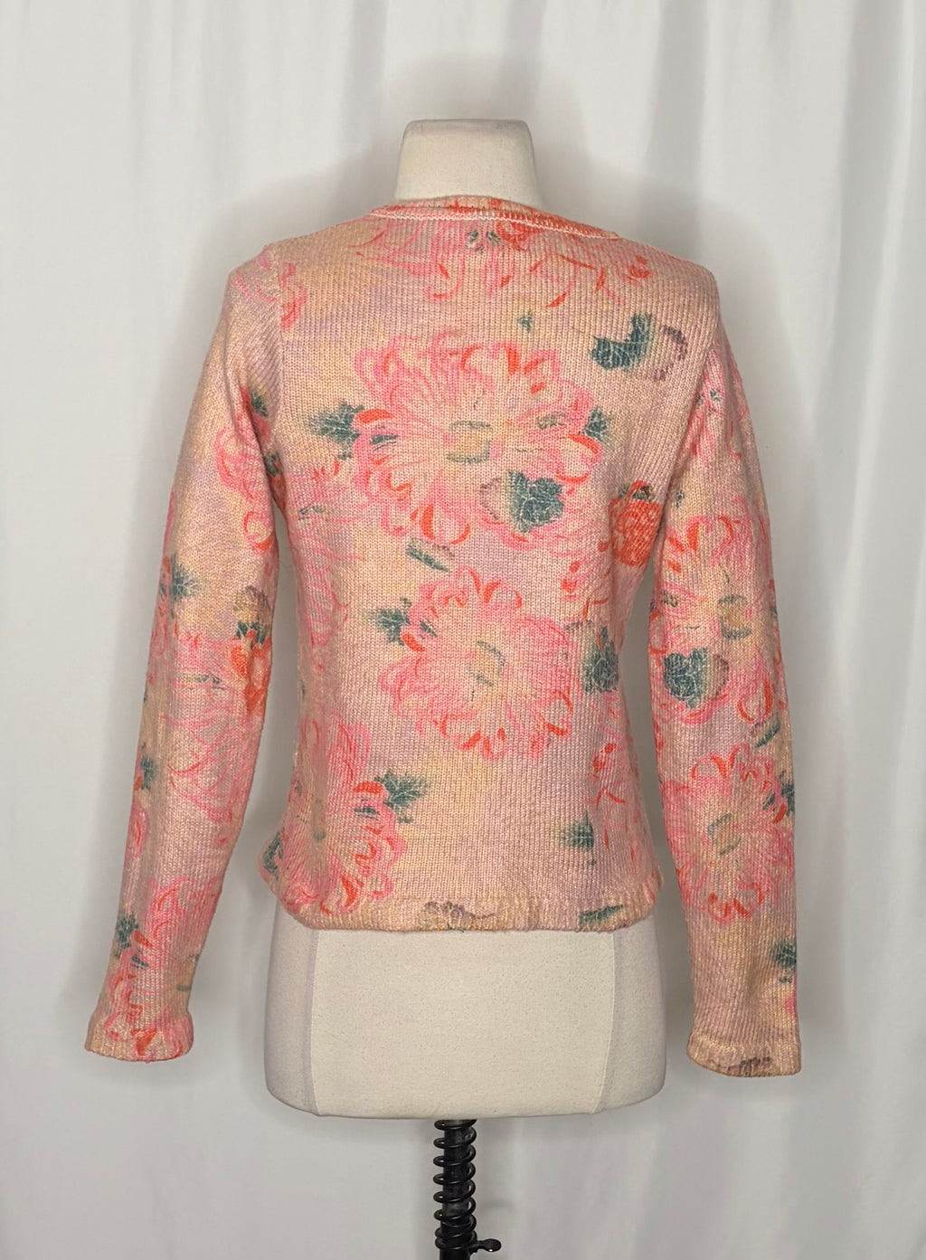 Anthropologie POSTMARK Devon Floral Cardigan Sweater Pink Knitwear Buttons Small