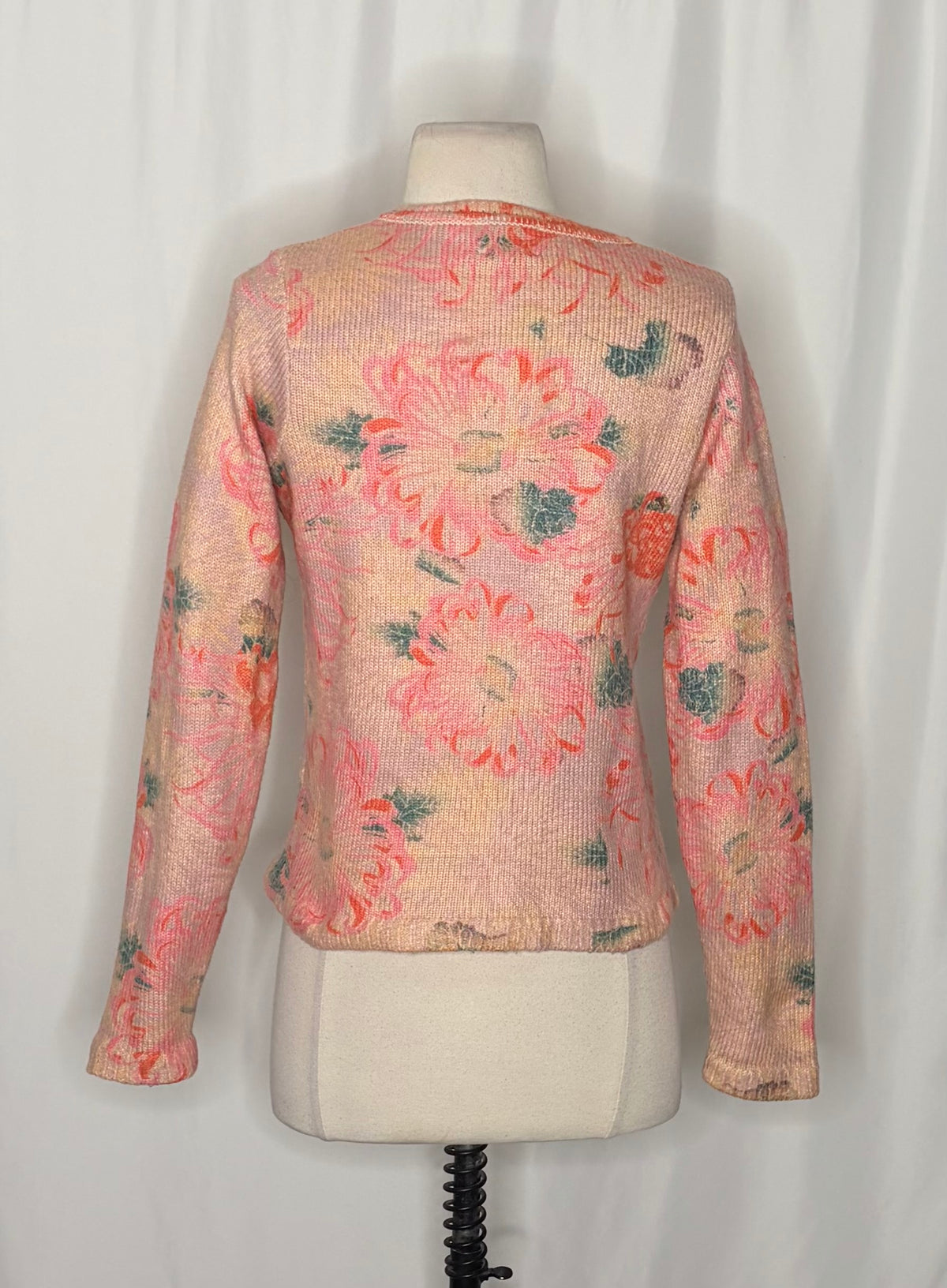 Anthropologie POSTMARK Devon Floral Cardigan Sweater Pink Knitwear Buttons Small