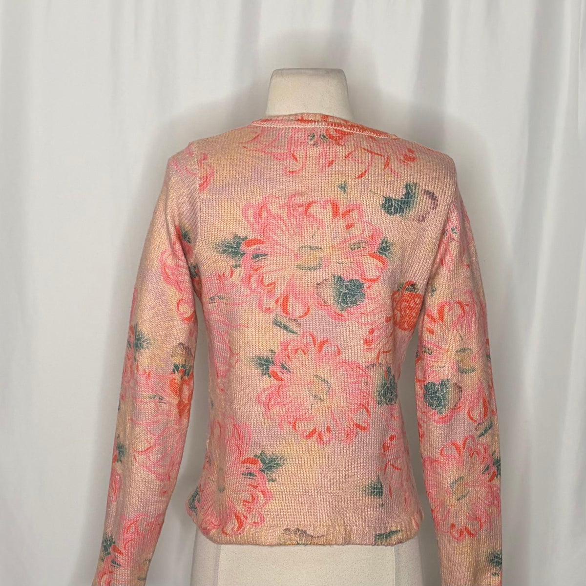 Anthropologie POSTMARK Devon Floral Cardigan Sweater Pink Knitwear Buttons Small