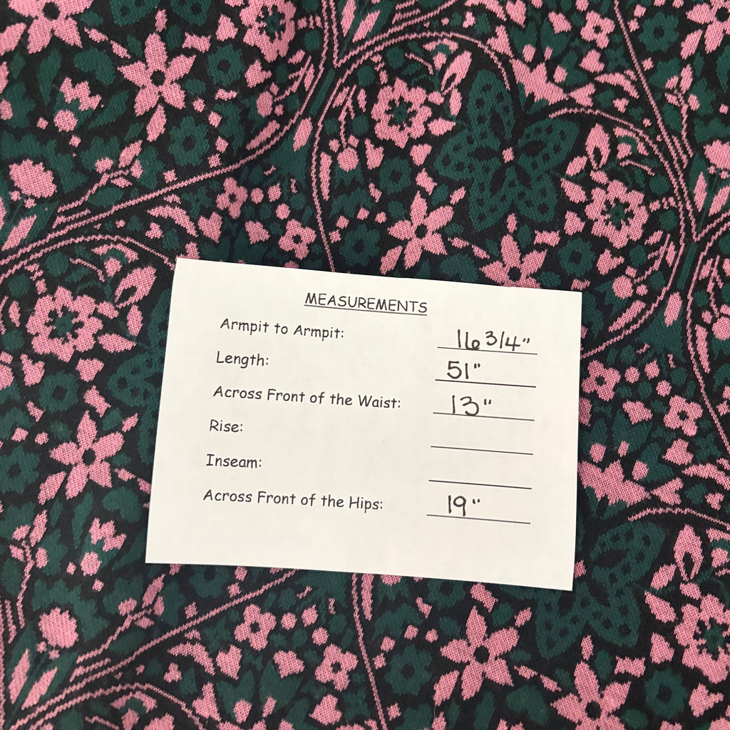 BODEN Blouson Sleeve Jacquard Midi Dress Heart Bloom Floral Green Pink US Size 2