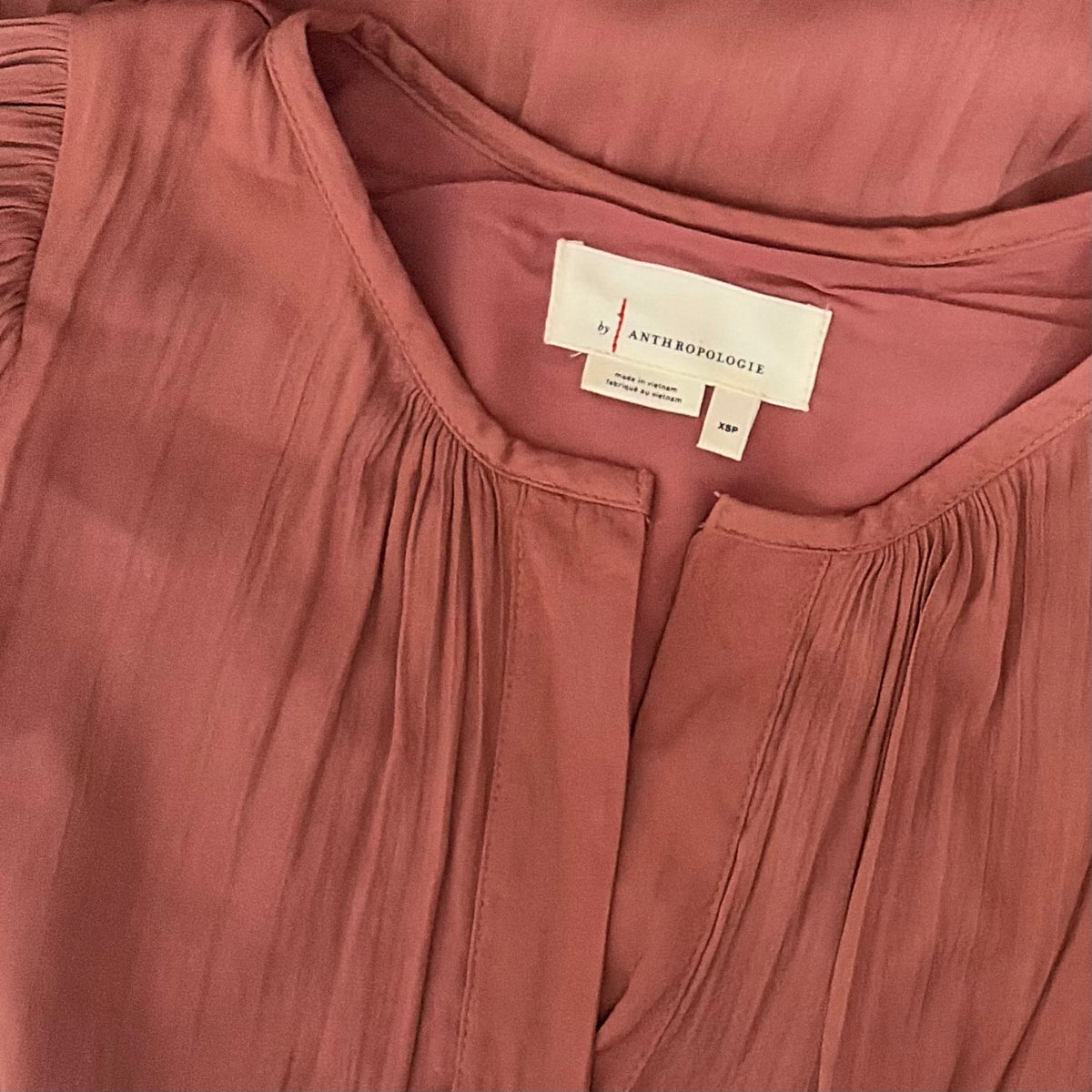 ANTHROPOLOGIE Somerset Satin Maxi Dress Rose Pink Mauve X-Small Petite XSP