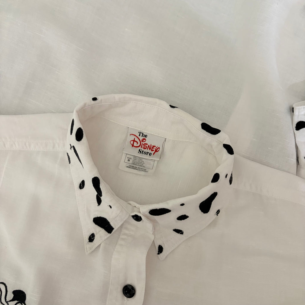 DISNEY STORE 101 Dalmatians Embroidered Linen Blend Button Down Shirt Medium