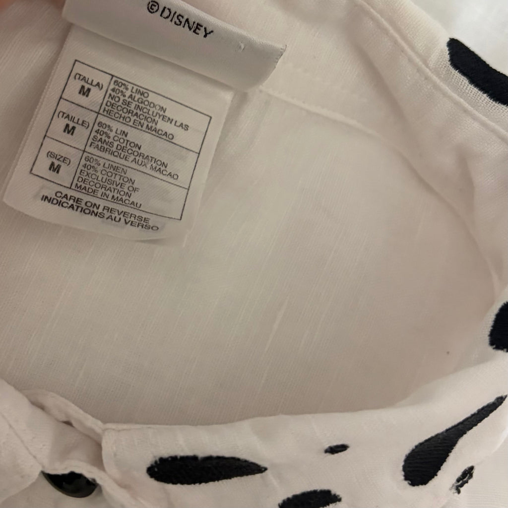 DISNEY STORE 101 Dalmatians Embroidered Linen Blend Button Down Shirt Medium