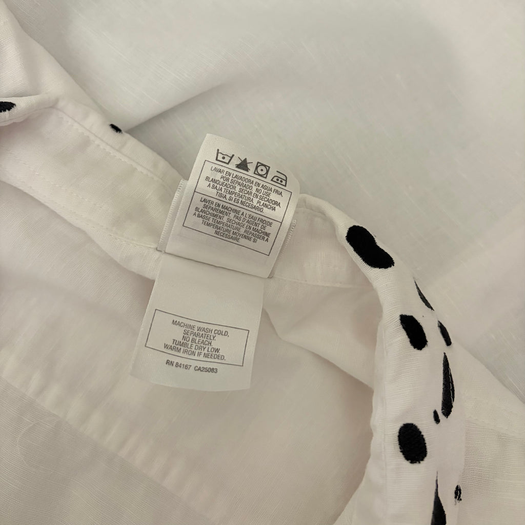 DISNEY STORE 101 Dalmatians Embroidered Linen Blend Button Down Shirt Medium