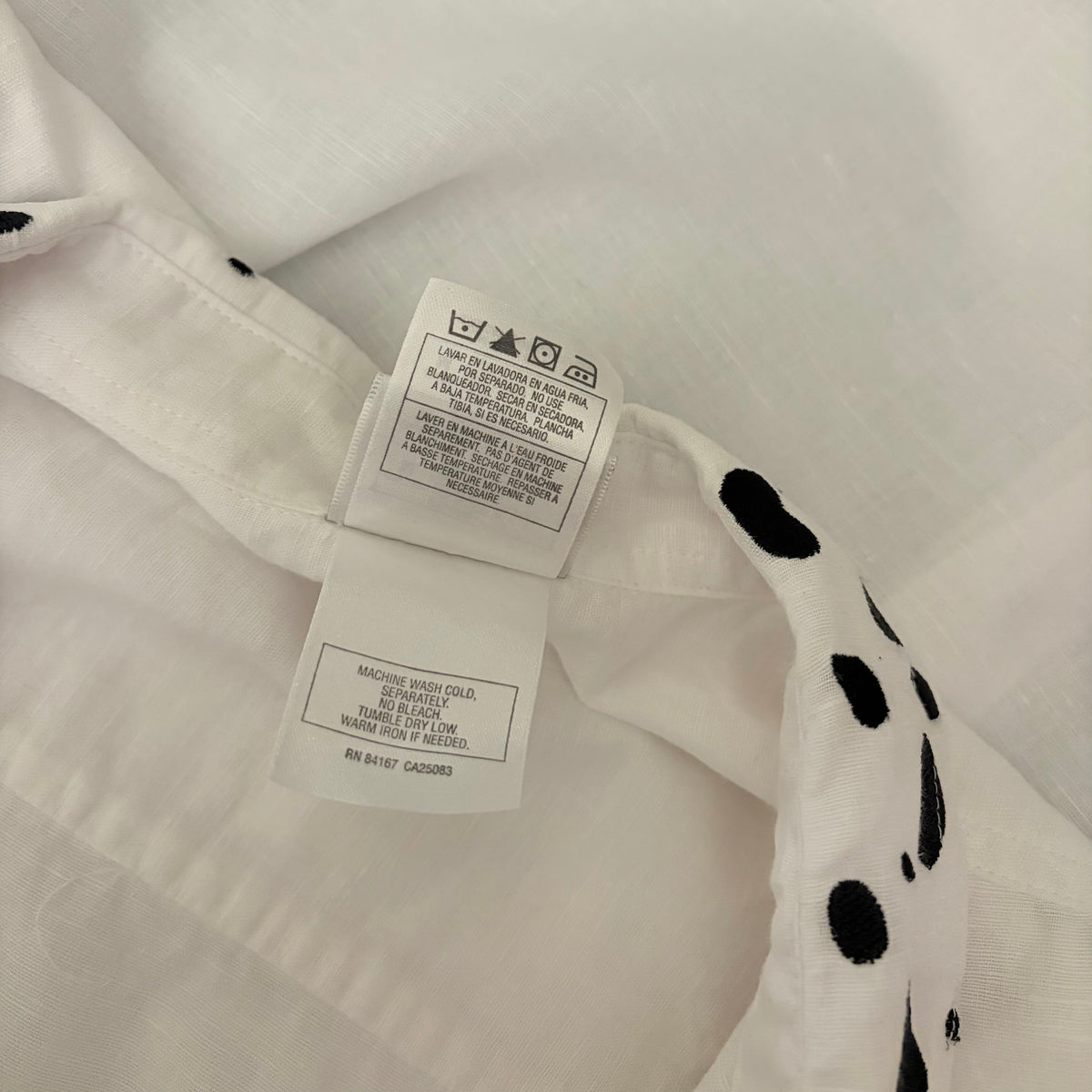 DISNEY STORE 101 Dalmatians Embroidered Linen Blend Button Down Shirt Medium