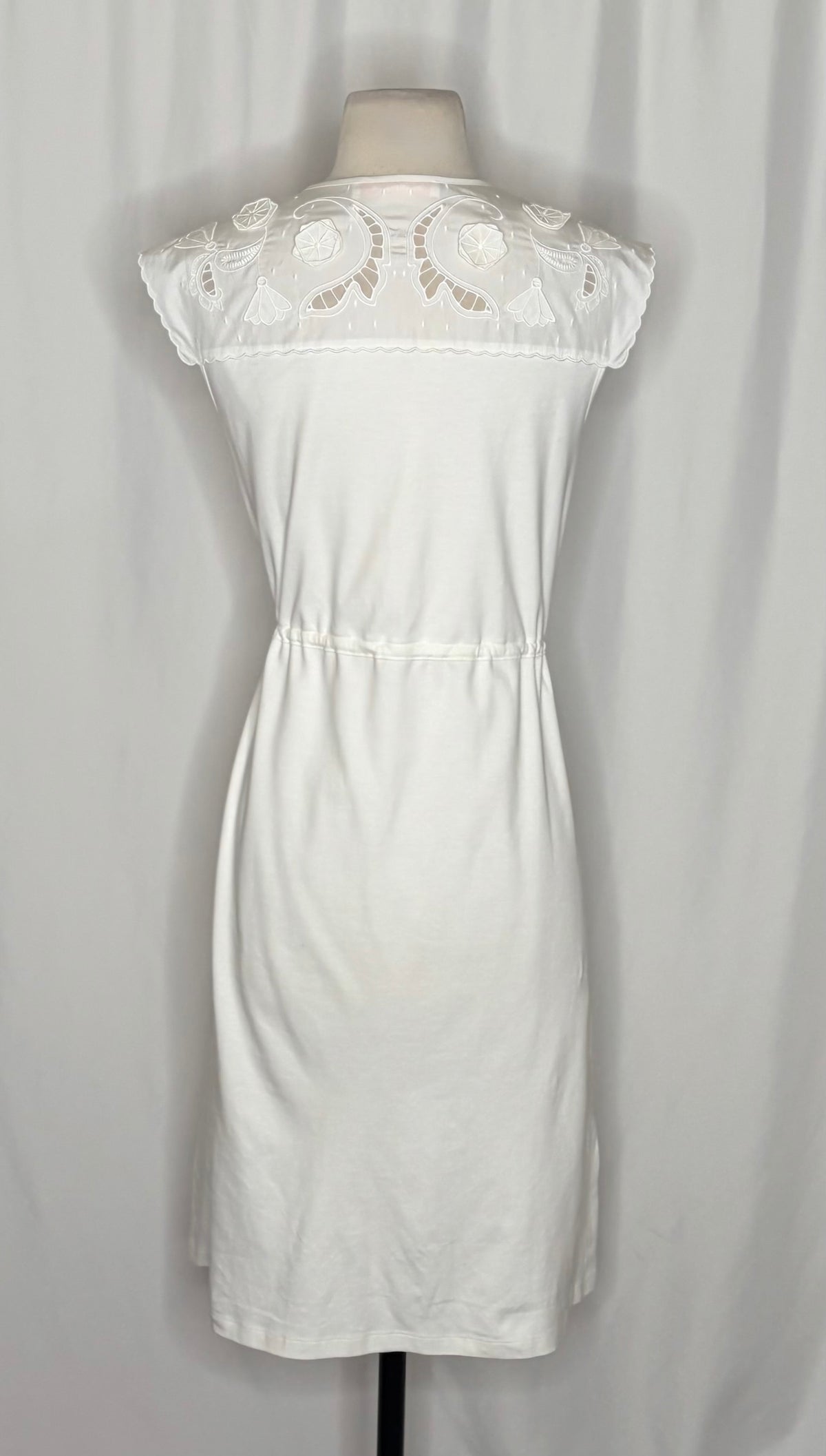 SEE BY CHLOÉ White Embroidered Lace Cutwork Yoked Knit Dress Solid Size Small
