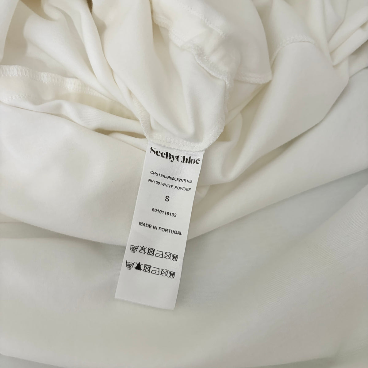 SEE BY CHLOÉ White Embroidered Lace Cutwork Yoked Knit Dress Solid Size Small