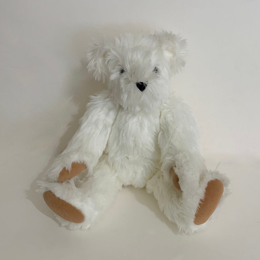 VERMONT TEDDY BEAR White Plush Jointed Bear 17" Stuffed Animal Made in USA 2009