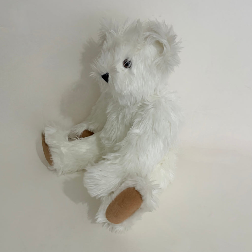 VERMONT TEDDY BEAR White Plush Jointed Bear 17" Stuffed Animal Made in USA 2009