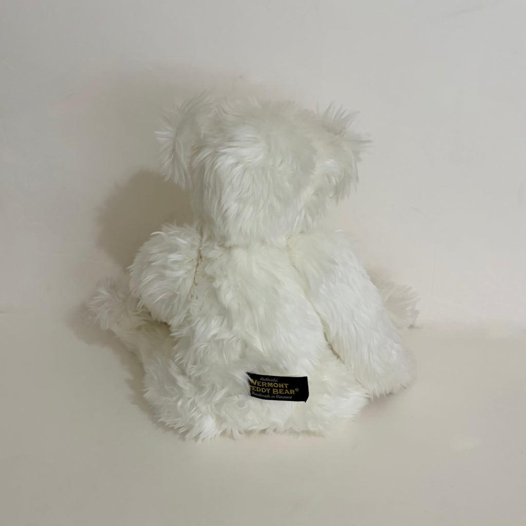 VERMONT TEDDY BEAR White Plush Jointed Bear 17" Stuffed Animal Made in USA 2009
