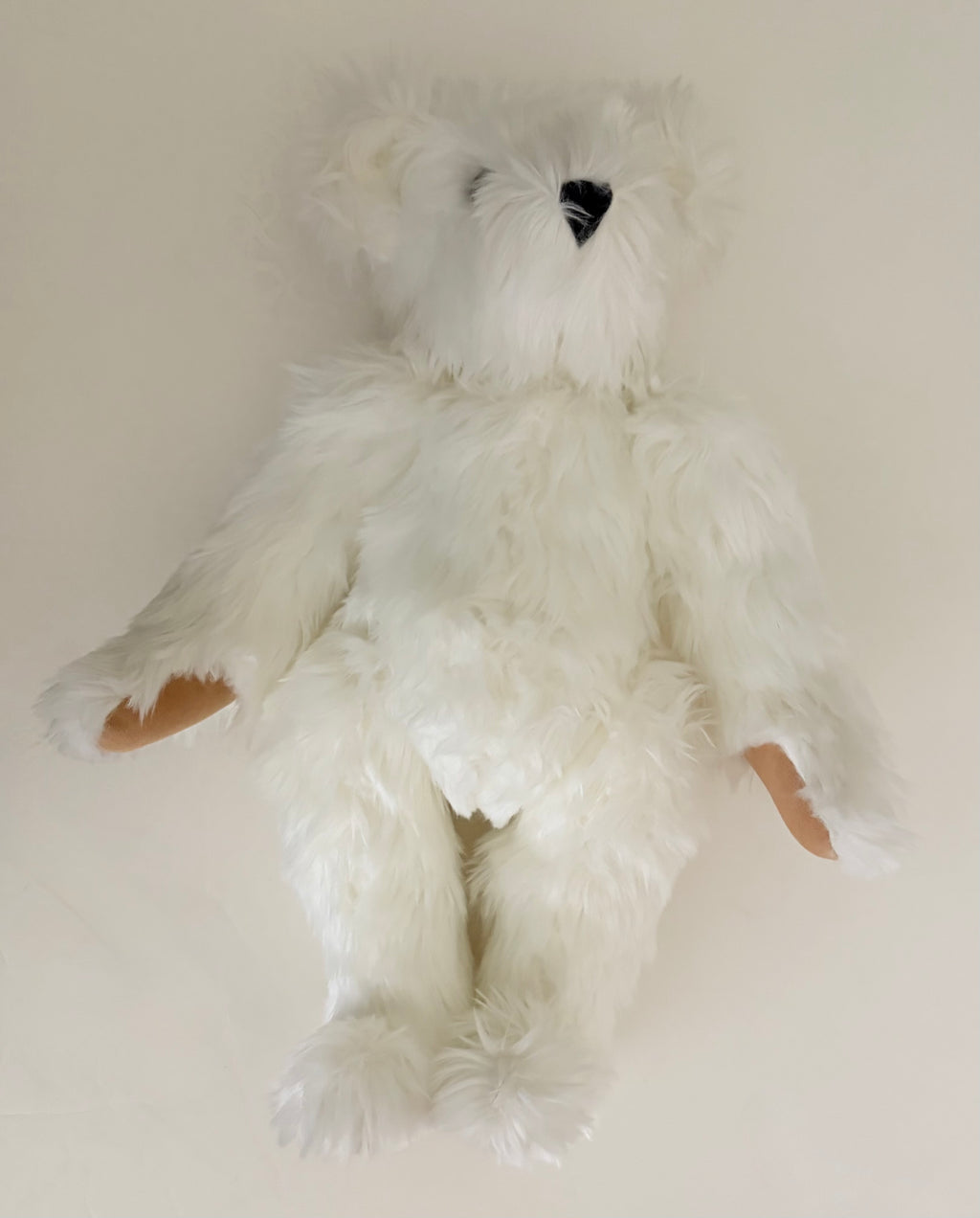 VERMONT TEDDY BEAR White Plush Jointed Bear 17" Stuffed Animal Made in USA 2009