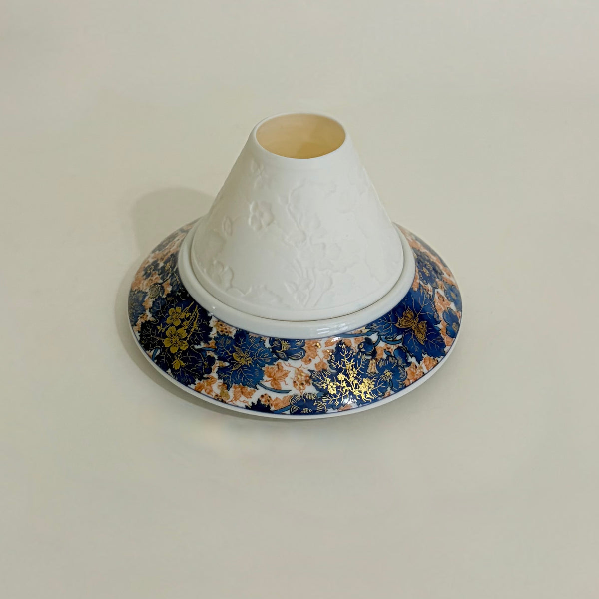 HAVILAND Limoges Dammouse Porcelain Lithophane Tea Light Candle Holder France