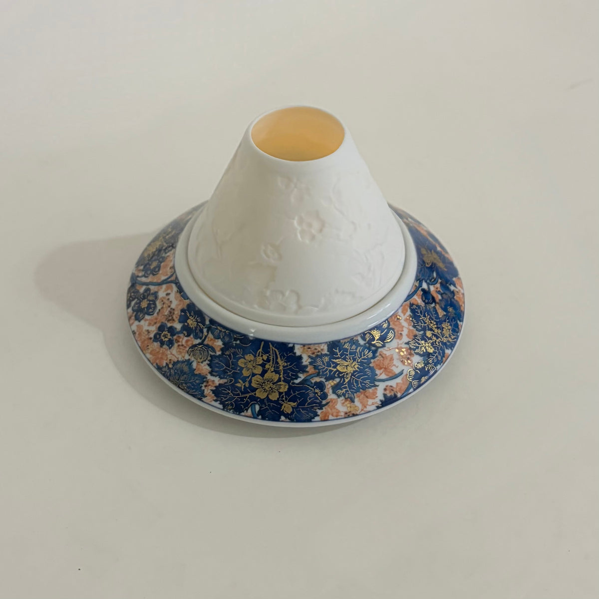 HAVILAND Limoges Dammouse Porcelain Lithophane Tea Light Candle Holder France