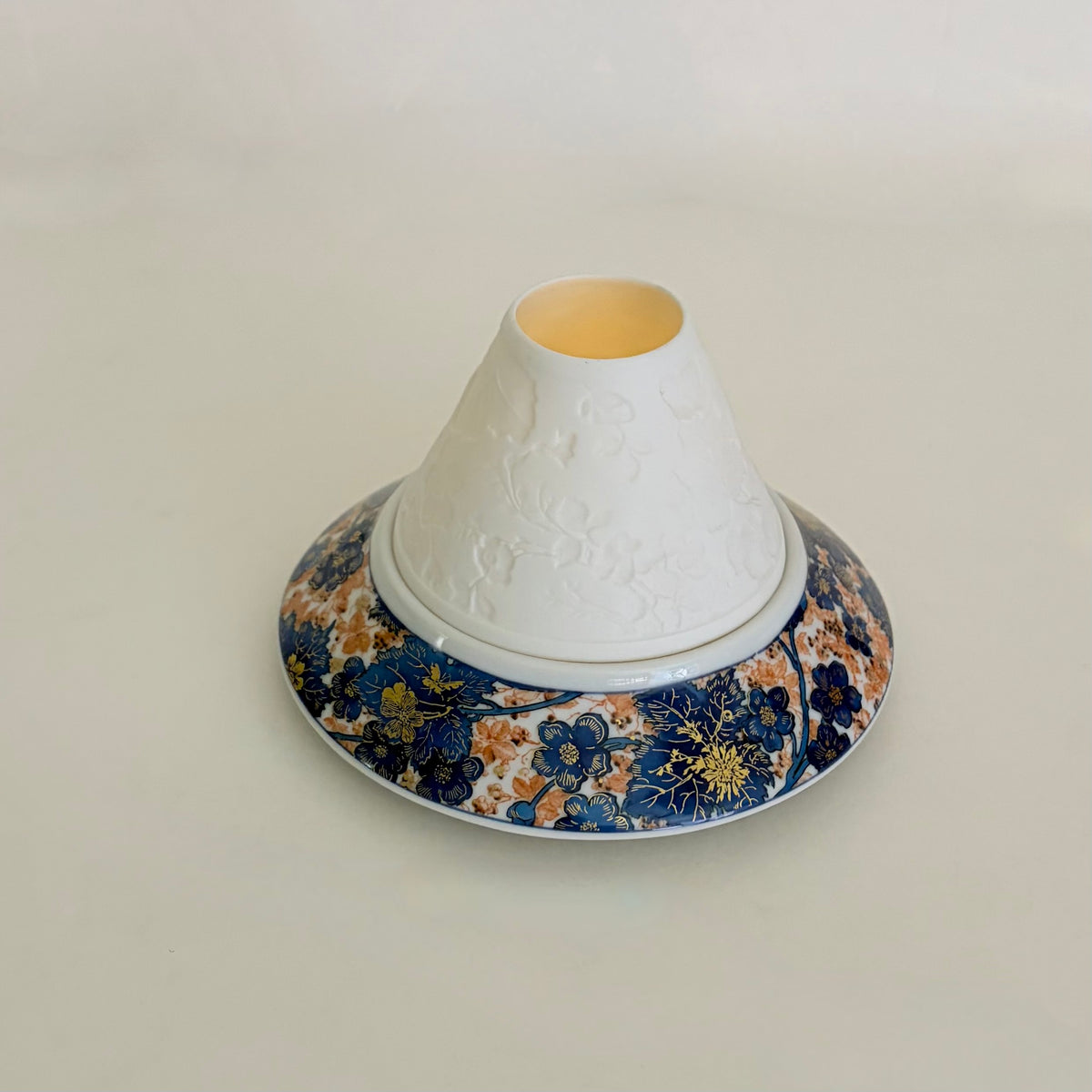 HAVILAND Limoges Dammouse Porcelain Lithophane Tea Light Candle Holder France