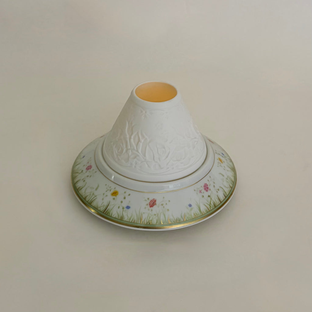 HAVILAND Limoges Floralies Lithophane Candle Votive Floral Gold France French