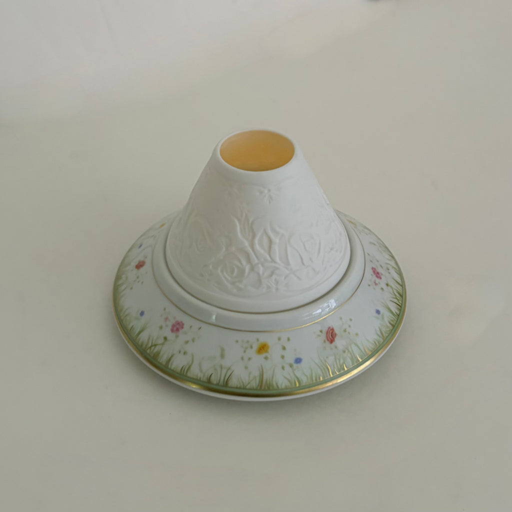 HAVILAND Limoges Floralies Lithophane Candle Votive Floral Gold France French