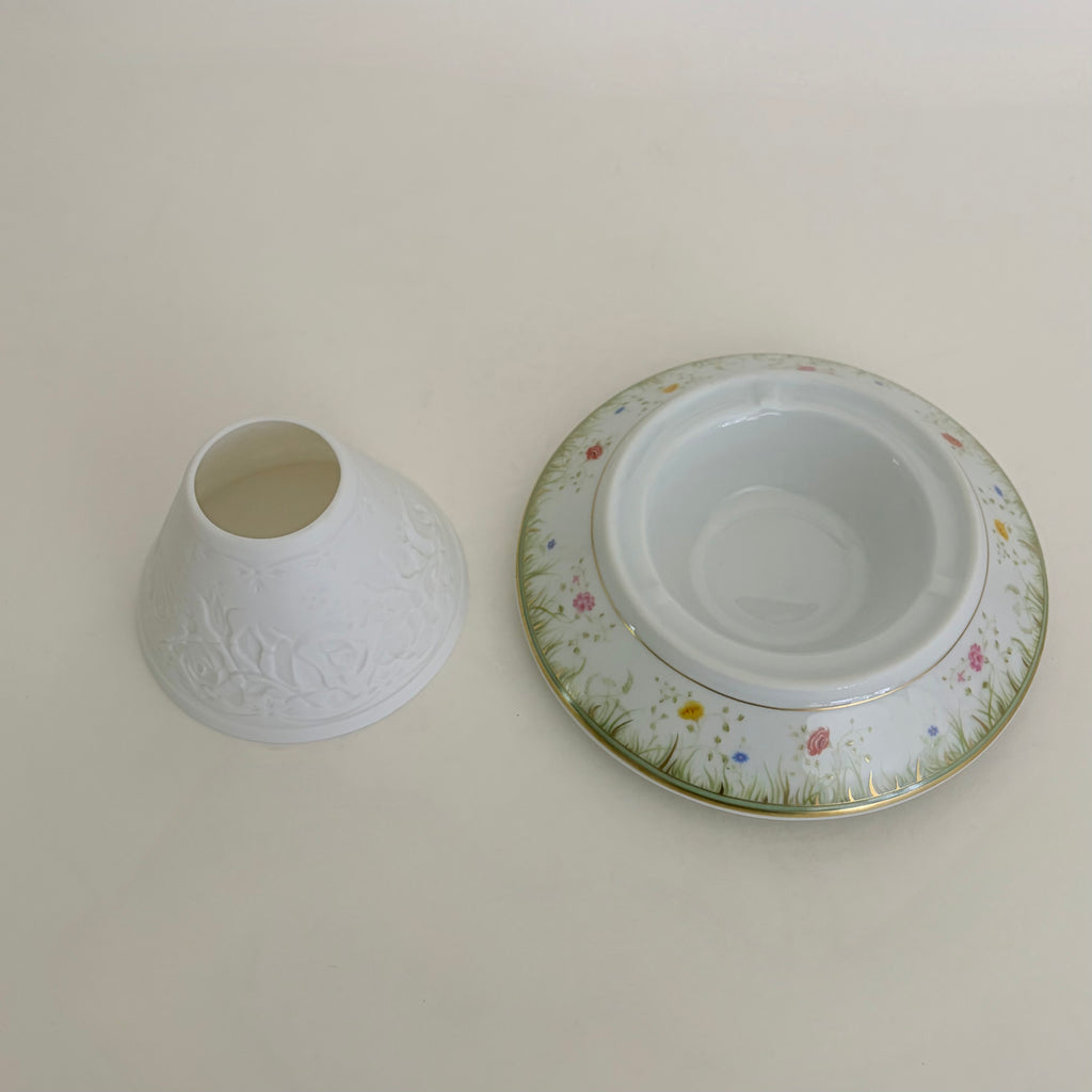 HAVILAND Limoges Floralies Lithophane Candle Votive Floral Gold France French