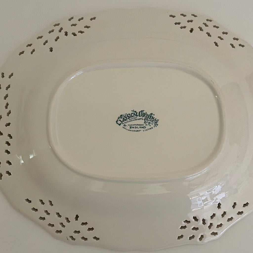 VAILLANCOURT Classical Christmas 11" Pierced Reindeer Platter Plate England Deer