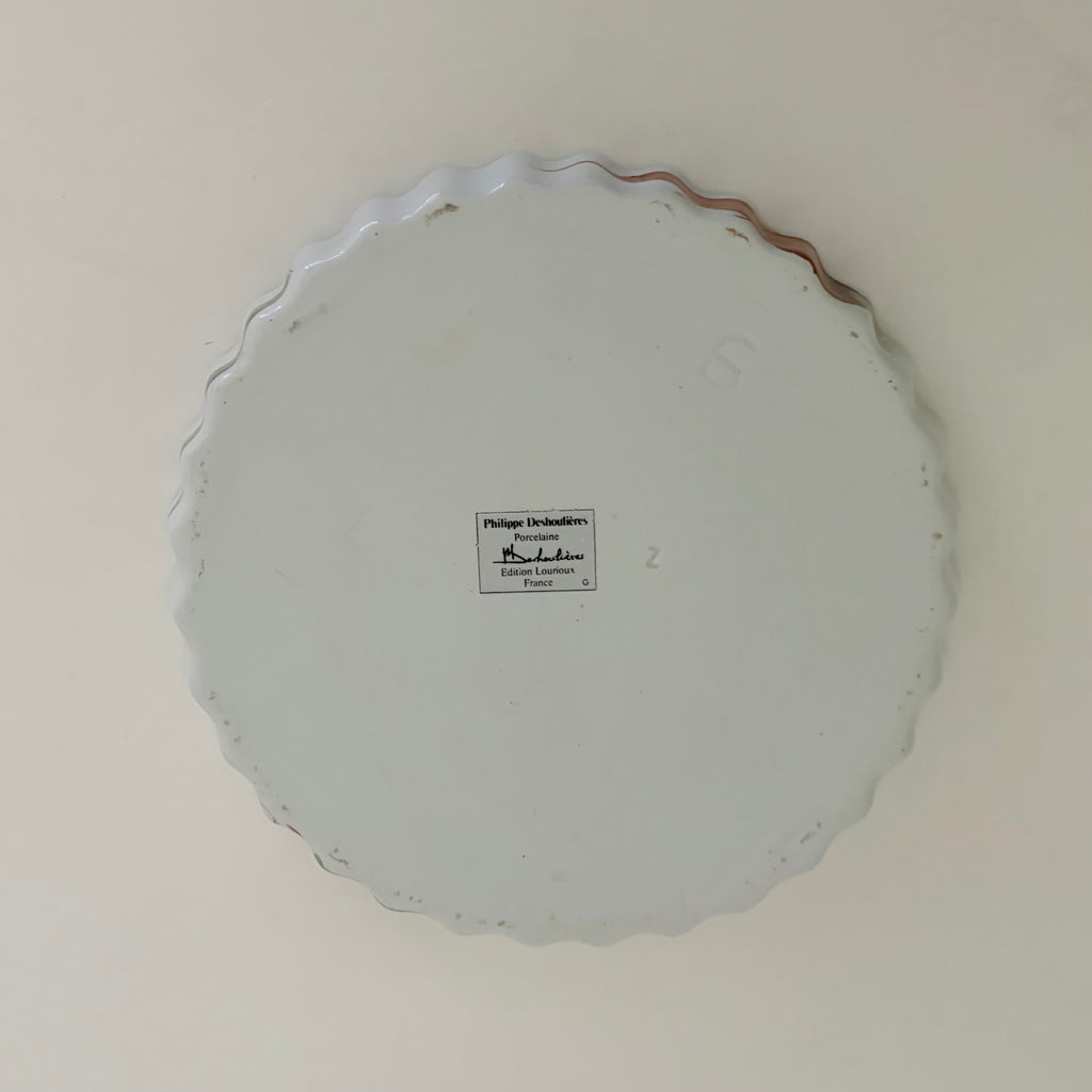 Vintage PHILIPPE DESHOULIERES Vegetable Porcelain Quiche Tart Dish France