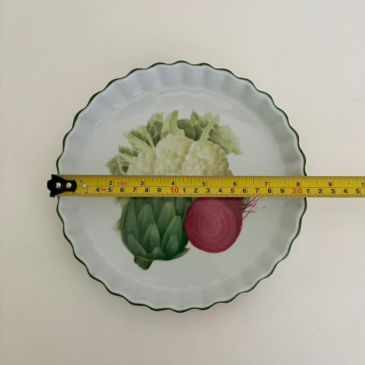 Vintage PHILIPPE DESHOULIERES Vegetable Porcelain Quiche Tart Dish France