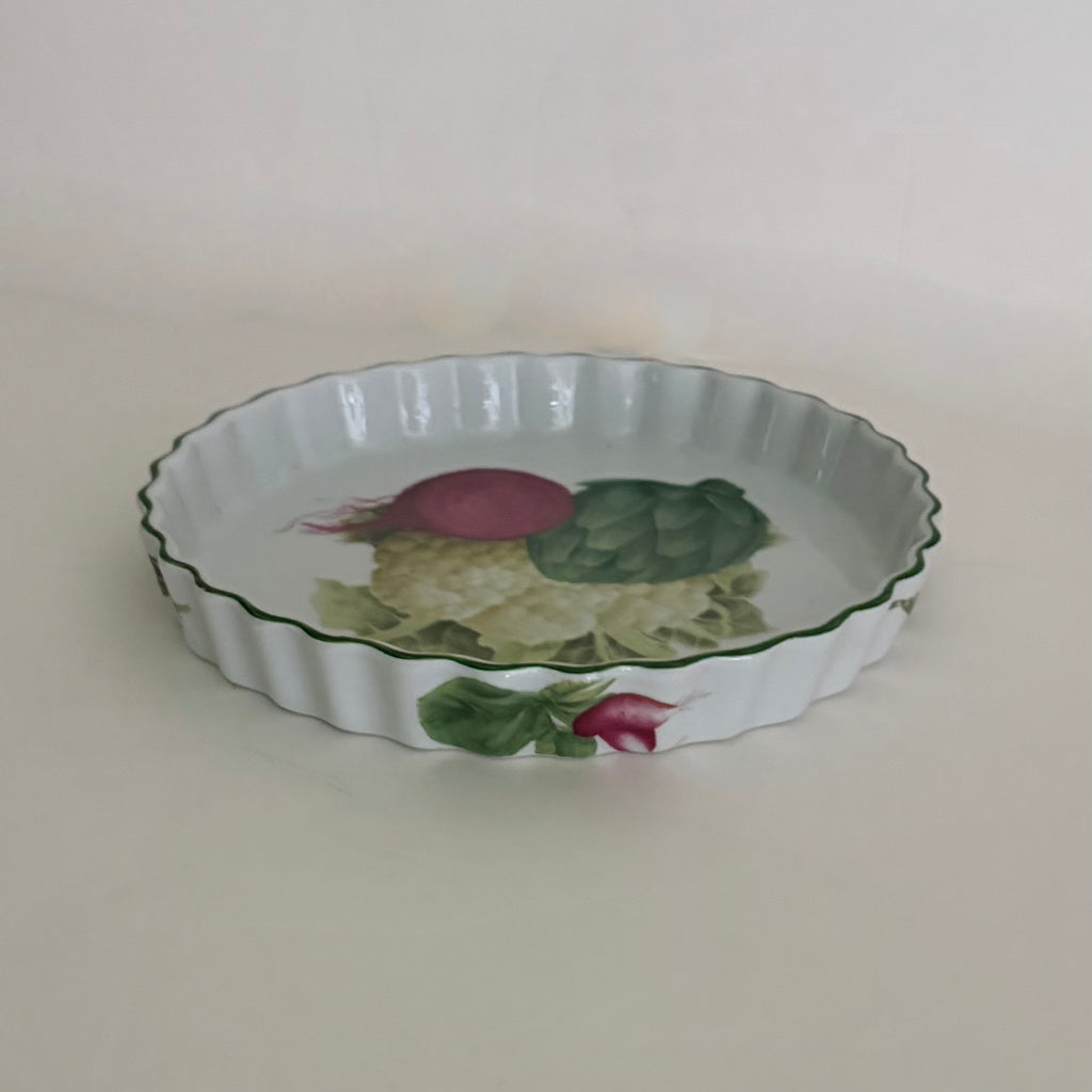 Vintage PHILIPPE DESHOULIERES Vegetable Porcelain Quiche Tart Dish France