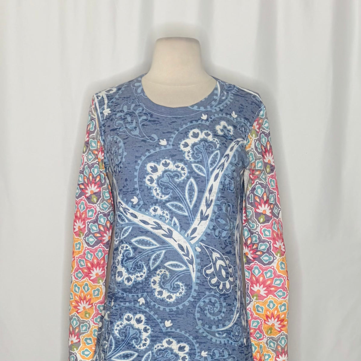 Sundance WHIMSY ROSE Blue Paisley Floral Baby Waffle Thermal Top Small USA