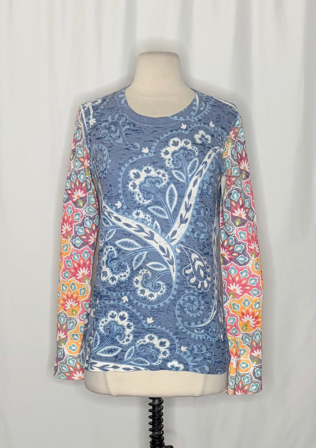 Sundance WHIMSY ROSE Blue Paisley Floral Baby Waffle Thermal Top Small USA