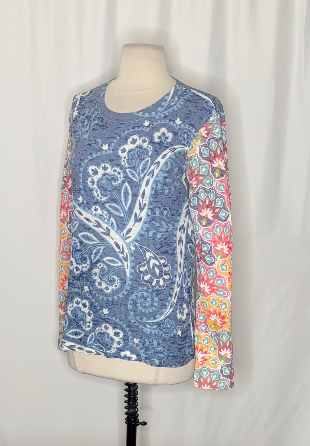 Sundance WHIMSY ROSE Blue Paisley Floral Baby Waffle Thermal Top Small USA