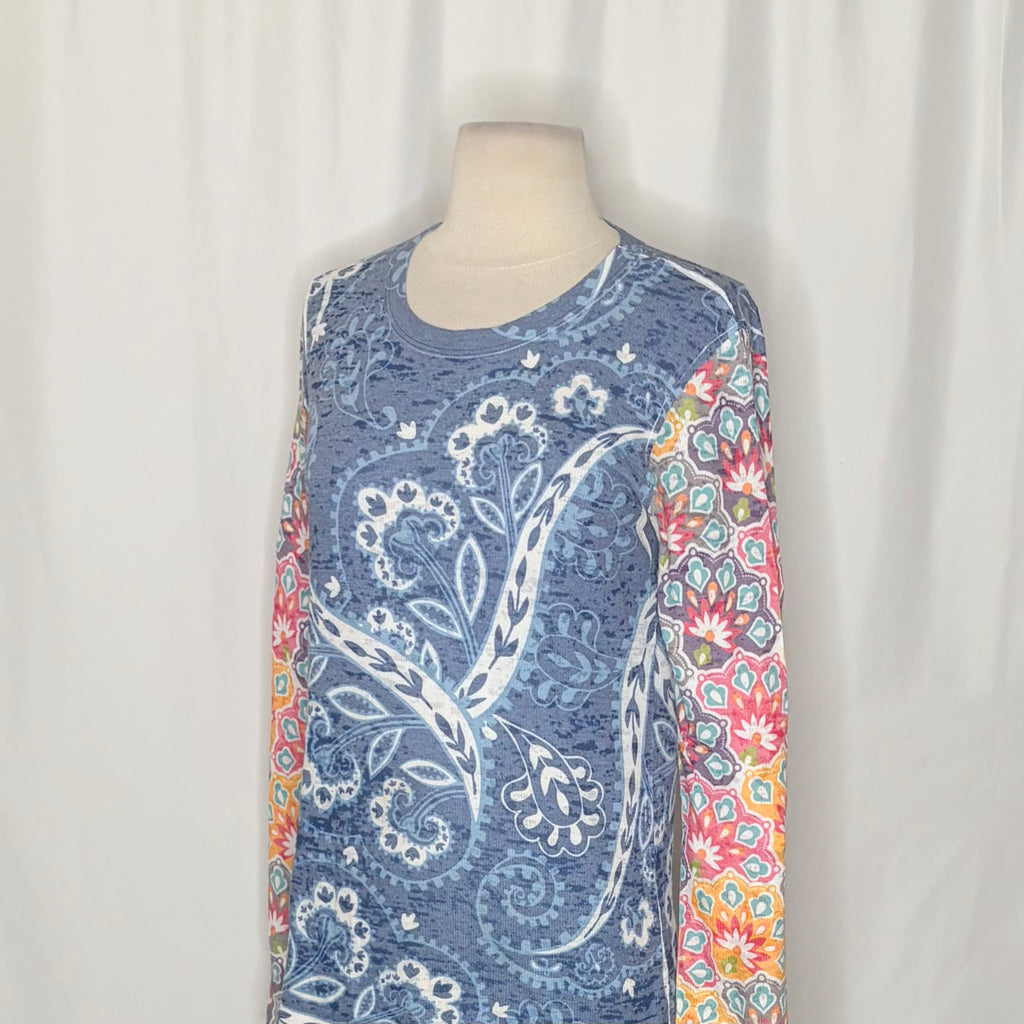 Sundance WHIMSY ROSE Blue Paisley Floral Baby Waffle Thermal Top Small USA
