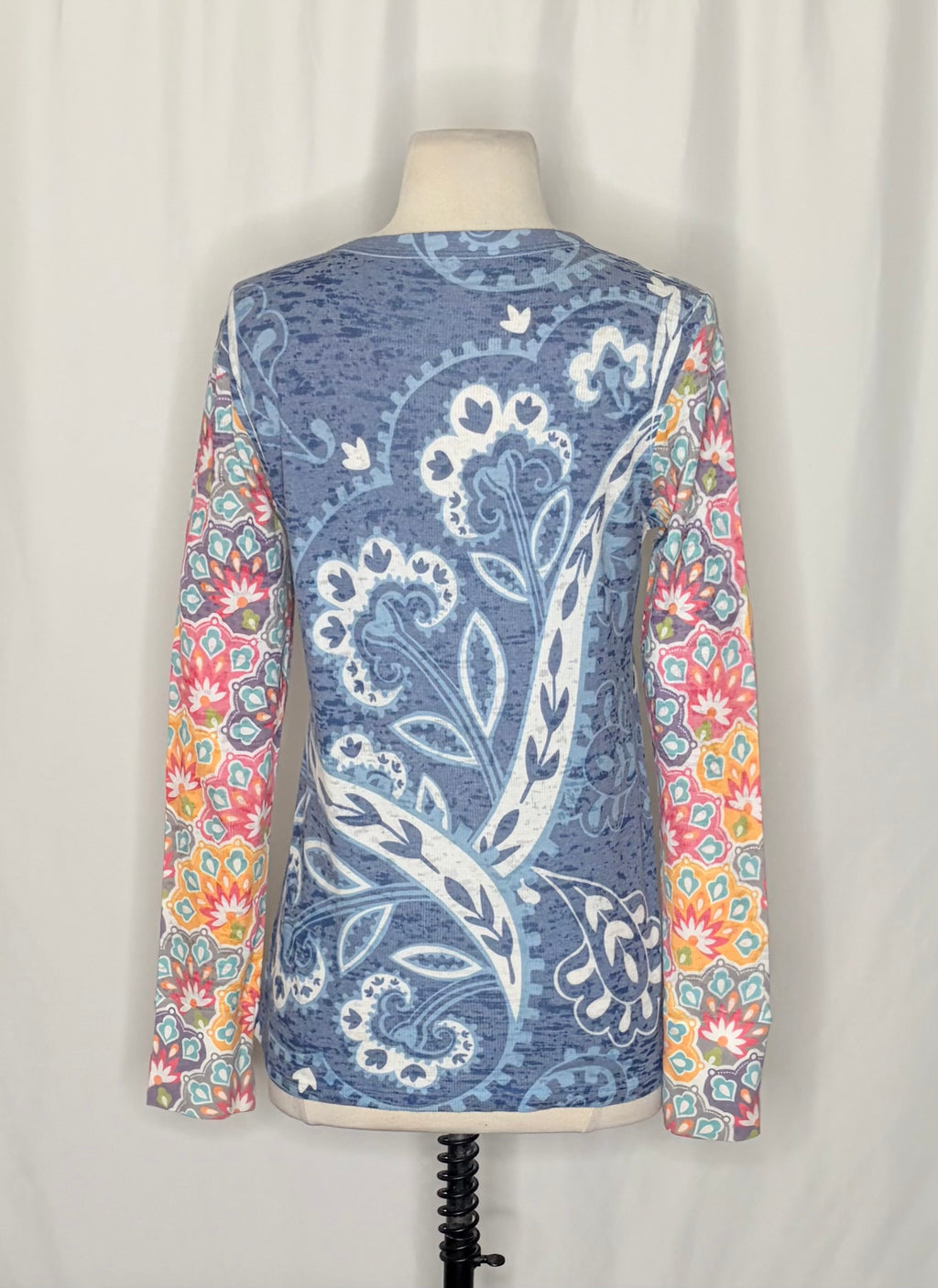 Sundance WHIMSY ROSE Blue Paisley Floral Baby Waffle Thermal Top Small USA